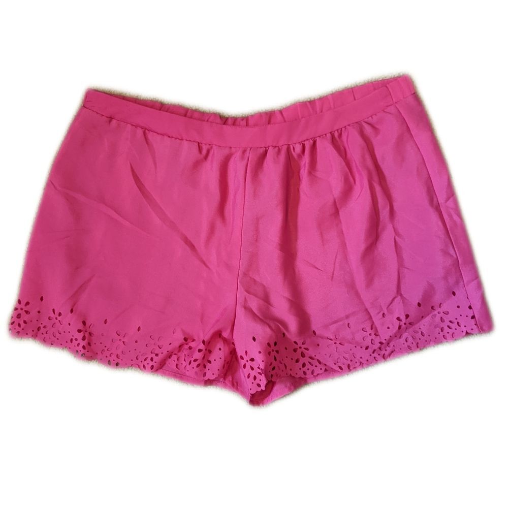 Peppermint lightweight silky fuschia magenta pink shorts, eyelet details M